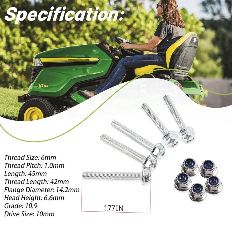 XTPTFABS 19M7834 14M7397 for John Deere Equipment Screw and Lock Nut，5PCS Auger Shear Bolt and Lock Nut Kit (5) - Image 3